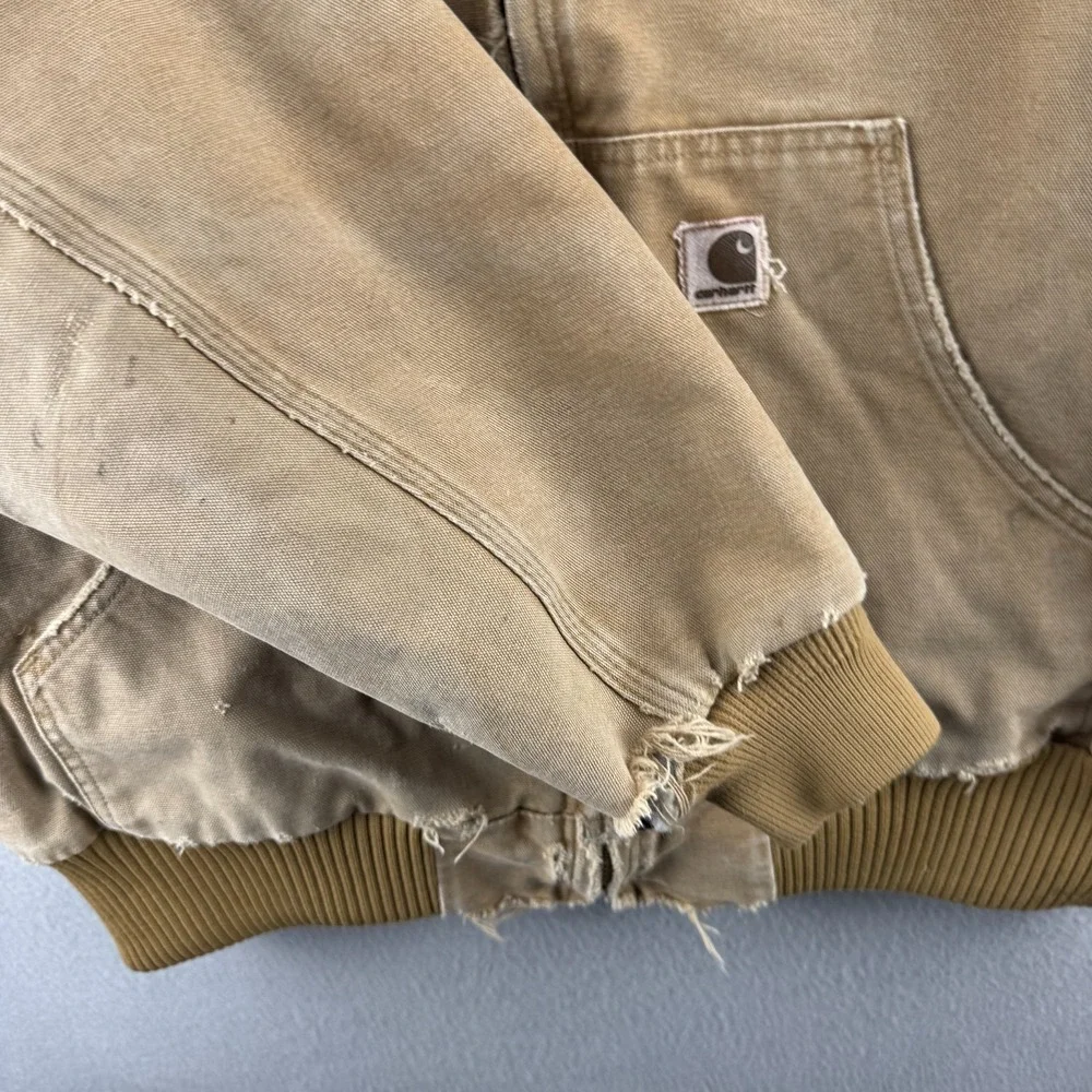 Carhartt Jacket Mens Large J130 Tan Insulated Active Jac Vintage Y2K Hood 2006